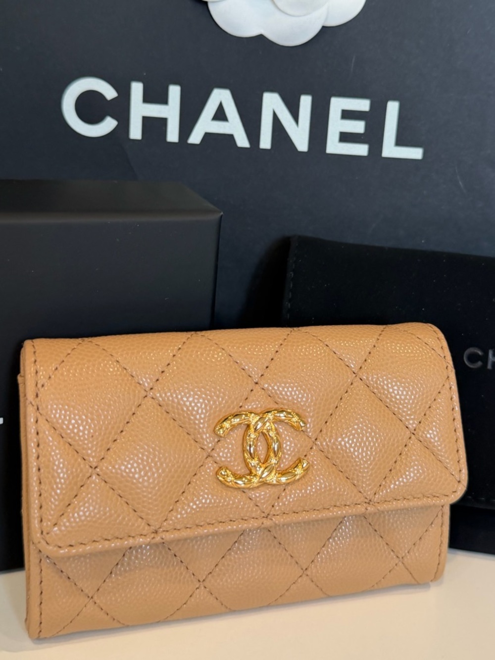 CHANEL Quilted Caviar Leather Wallet in Tan  CC 2026 ⭐️latest collection ❤️‍🔥 - Picture 4 of 14